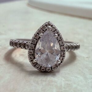 Sterling Silver and Moissanite Engagement Ring